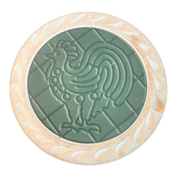 Longaberger Coaster Set Of 4, Cork Backing, Heart Rooster Rabbit & Tulip 4 1/8" - Picture 4 of 9